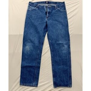 Wrangler Regular Fit Blue Jeans 35x32 Classic Straight Leg Denim‎ USA Fabric